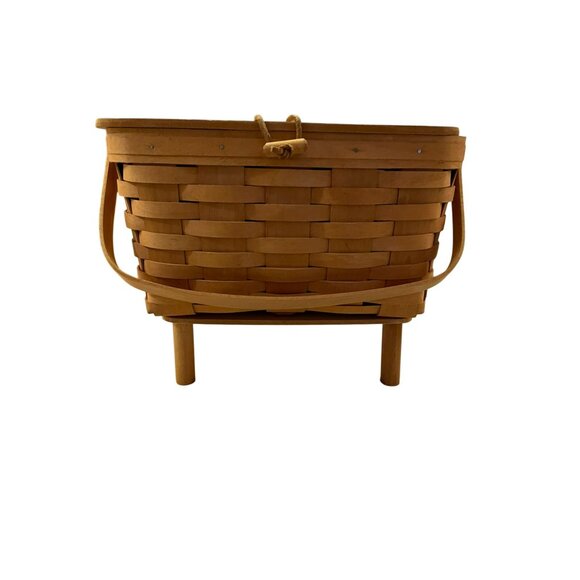 Vintage 2000 Longaberger Picnic Basket Used with Riser - Picture 3 of 16